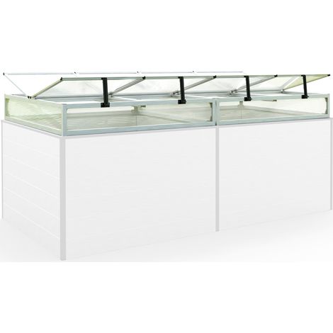 Frühbeetkasten 235x119 cm Frühbeetaufsatz Aufzucht Treibhaus, Aluminium mit Polycarbonat Doppelstegplatten, UV-beständig, inkl. Öffnungsklappen