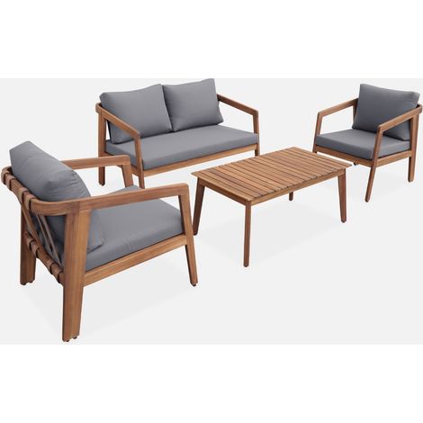 Conjunto de jardín de madera, 4 plazas (1/5)