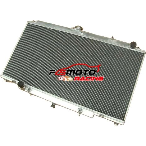 Radiador de competición de aluminio, 3 filas, tamaño del núcleo 450 mm x 908,24 mm, tamaño total 587,5 mm x 926 mm, diámetro de entrada/salida 35 mm, compatible con Nissan Patrol Y61 GU de 1997 a 2001 (1/5)