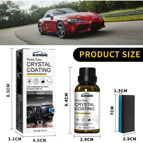 90ML Renovateur Plastique Voiture Extérieur, 3 Pièce Crystal Coating Plastique Voiture, Nettoyant Plastique Voiture Interieur (1/4)