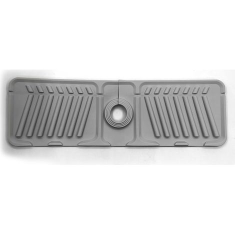 Tappetino raccogligocce in silicone per rubinetto, 45 x 14 cm, con fori tagliabili, inclinazione di 7°, design pieghevole di 90°. Grigio