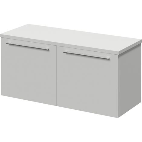 Napoli 390 Gloss Grey Pearl 1000mm Wall Mounted 2 Drawer Vanity Unit for Countertop Basins - 1000mm - Chrome 320mm Handle