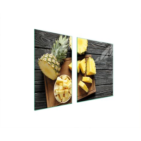ASSIETTE EN VERRE et PLANCHE À DÉCOUPER 100x52 ANANAS (1/5)