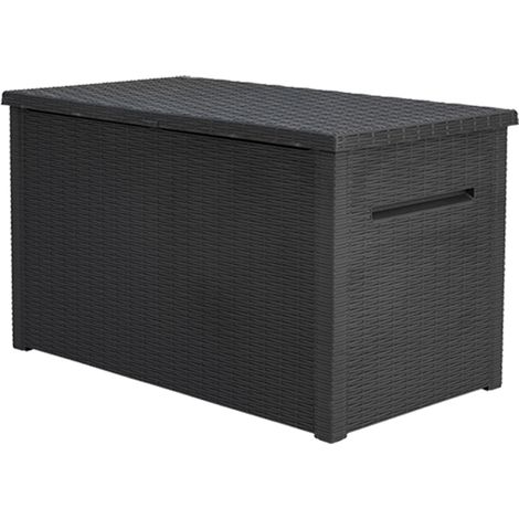 Keter – Coffre de jardin en résine tressée 870L – Résistant aux intempéries – Système d'ouverture à piston – Dimensions 147x83x86 cm