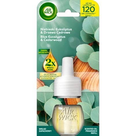 Recharge pour désodorisant électrique Air Wick, parfum eucalyptus bleu et bois de cèdre, 19 ml