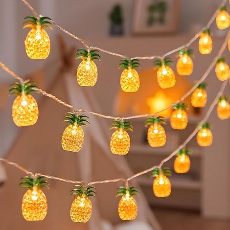 Guirlande lumineuse tropicale à 20 LED - 3 m - Avec décoration ananas - Pour l'intérieur et l'extérieur, le jardin, les fêtes, l'été, le balcon, un anniversaire (1/5)