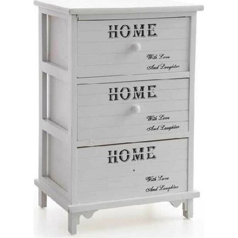 Trade Shop - 3-SCHUBLADEN-KOMMODE 60X40X31CM NACHTTISCH HOME WEISS HOLZ MODERN MEHRZWECK - (1/2)