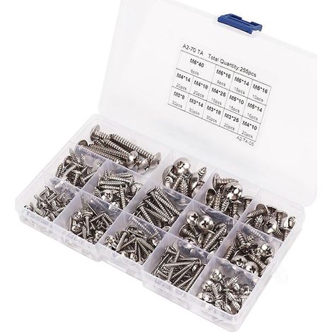 255 vis autotaraudeuses à tête Phillips en acier inoxydable 304, vis à tôle M3 M4 M5 M6 (1/4)