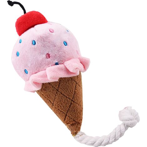 Jouet à mâcher pour animaux de compagnie en forme de glace, peluche douce, jouet à mordiller pour chiens, jouet de dentition interactif anti-anxiété rose (1/4)