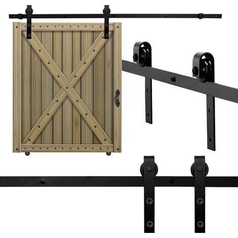 SWANEW Sistema per porte scorrevoli 244 cm Kit per porte scorrevoli Binario per porte scorrevoli Forato 35-45 mm di larghezza (1/5)
