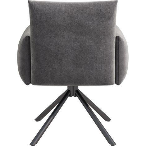 Set de 2 sillas de comedor giratorias 360° en terciopelo gris con brazos y base metálica MODENUIT (1/5)