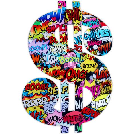 Dólar Pop Art Pared Multicolor 70 x 50 x 0,4 cm - SpazioLuzio