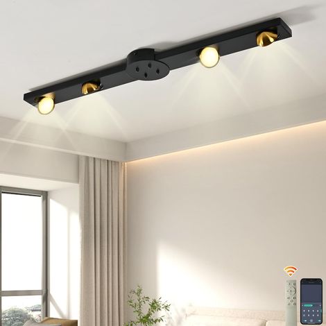 Ganeed plafonnier LED 4 spots pivotants & orientables,Plafonnier Dimmable avec Télécommande,noir-or sans ampoule ,de Plafond pour Cuisine, Couloir, salon (1/5)
