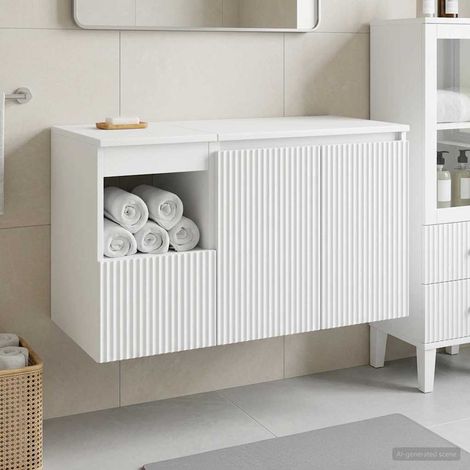 vidaXL Bathroom Furniture Set 2 pcs White Engineered Wood (1/5)