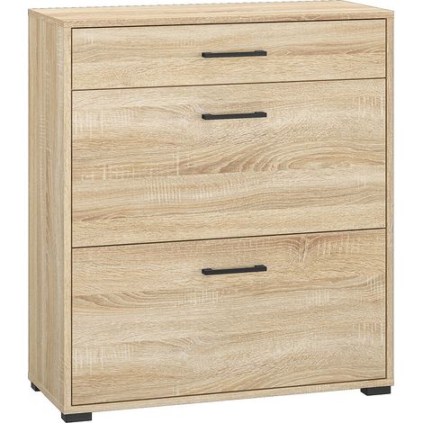 Schuhschrank 80 cm mit 2 Klappen Eiche hell CHEB-131 (1/5)