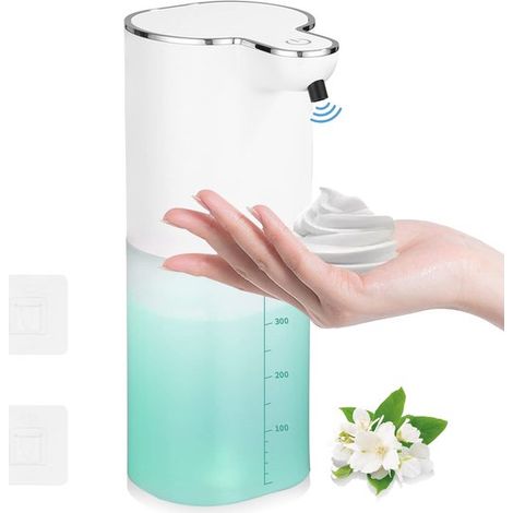 Dispenser di sapone automatico a parete (non è necessaria la foratura) 400 ml Dispenser di sapone elettrico ricaricabile tramite USB Impermeabile (IPX5) Per cucina e bagno (1/5)
