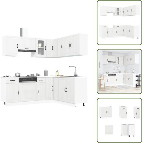 The Living Store Set Mobili da Cucina 11 pz Lucca Bianchi Legno Multistrato - Mobili da cucina in legno multistrato