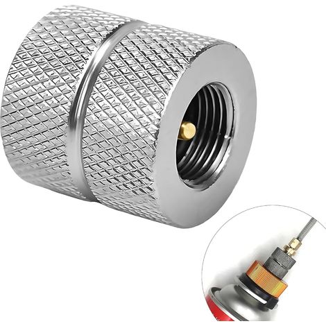 Adaptador de gas portátil con boquilla de repostaje de gas doble hembra, adecuado para acampar (1/5)