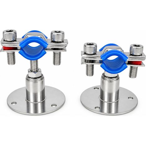 Collier de serrage réglable en hauteur en acier inoxydable - Montage mural/au plafond pour tubes de 25 mm à 27 mm, support de tuyau à charge lourde avec matériel de fixation, type court (1/5)