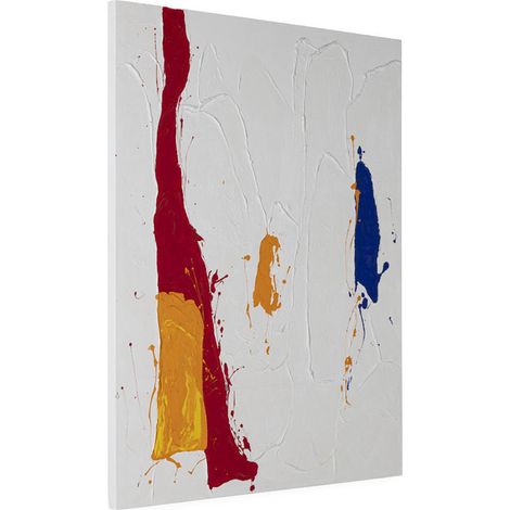 Toile abstraite colorée en relief - Blanc rouge bleu orange et jaune (1/4)