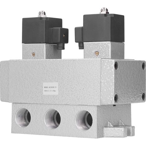 Électrovanne 5 voies 2 positions G3/4, double commande industrielle K25D2H-20DC 12V, équipement pneumatique haute performance. (1/5)