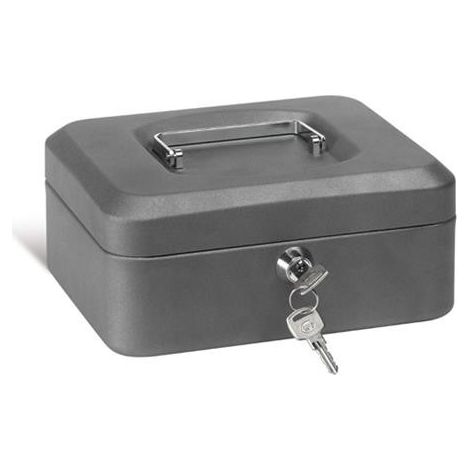 ARREGUI Elegant Cassetta di sicurezza con chiave per contare e trasportare denaro, Cassetta Portavalori in acciaio con vassoio Portamonete, Cassaforte portatile de 15 cm di larghezza Grigio C9216