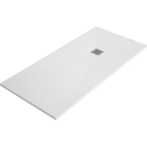 Plato de ducha ARDESIA 80x140 cm Blanco rejilla acero (1/3)