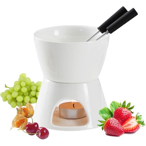 Ensemble De Fondue Au Chocolat Au Fromage En Céramique,Mini Fondue Chocolat, Ensemble De Fondue Non Électrique Chauffant, Avec Deux Fourchettes à Fondue Et Une Bougie (1/5)