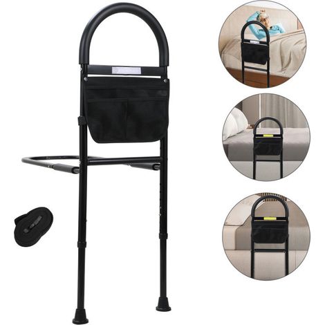 SWANEW Aiuto per il letto Protezione anticaduta per anziani Protezione per il letto regolabile in altezza Maniglia per il letto fino a 150 kg, con LED (1/4)
