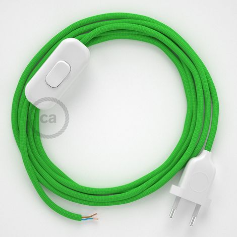Cordon pour lampe, câble RM18 Effet Soie Vert Lime 1,80 m. Choisissez la couleur de la fiche et de l'interrupteur Blanc (1/4)
