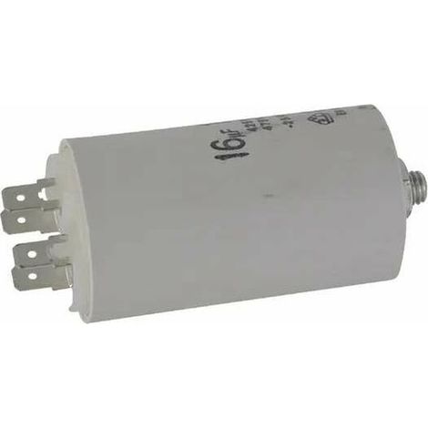 Condensateur de démarrage universel 16µF 450V Ø36mm longueur 73mm fixation M8 2 cosses Permanent Moteur Appareils Electriques Ménagers Pompe Volet roulant Connecteur