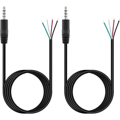 2 Pcs Connecteur jack stéréo 3,5 mm mâle vers fil nu, extrémité ouverte, 1,5 m, TRRS 4 pôles, 1/8", pour casque, écouteurs, microphone (1/5)