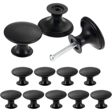 Lot de 24 boutons de placard vintage chic - Poignées de placard de cuisine antiques - Boutons de porte de meubles ronds de 30 mm - Noir (1/5)