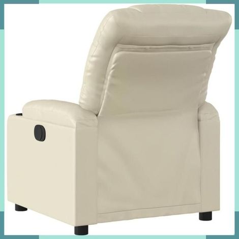 374134 Fauteuil Inclinable Similicuir Crème 75,5x93x99,5cm Mousse Polypropylène 110kg (1/5)
