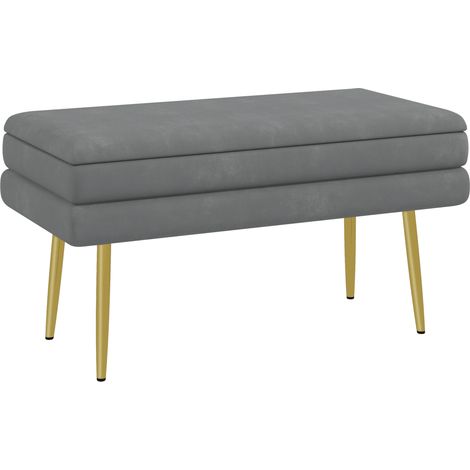 Sitzbank Polsterbank, mit Stauraum, Stahl, 79,5 cm x 37,5 cm x 43 cm, Dunkelgrau