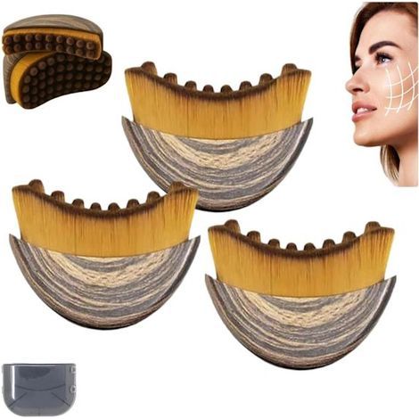 Lot de 3 brosses de drainage lymphatique pour le visage, massage du drainage lymphatique pour le visage, le menton et le contour de la mâchoire, brossage à sec, design ergonomique (1/5)