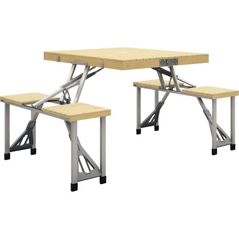 Table Pliante Table de Camping Table de Jardin avec rallonge Hauteur réglable Aluminium MDF Imitation Bambou (1/4)