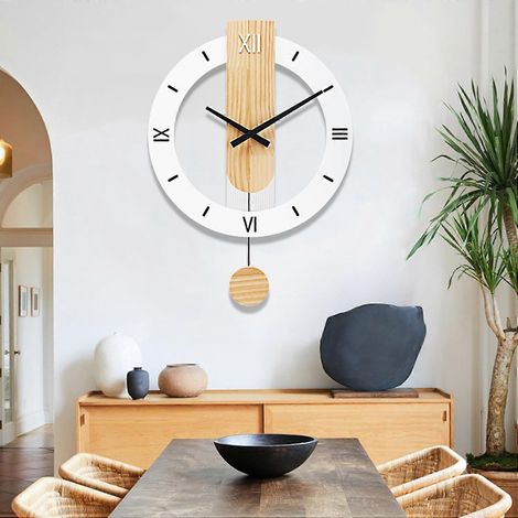 Horloges murales décoratives, silencieuses, à quartz, à piles, grand format (15 x 21,5 pouces) pour salon/cuisine/salle de bain/chambre. (1/5)