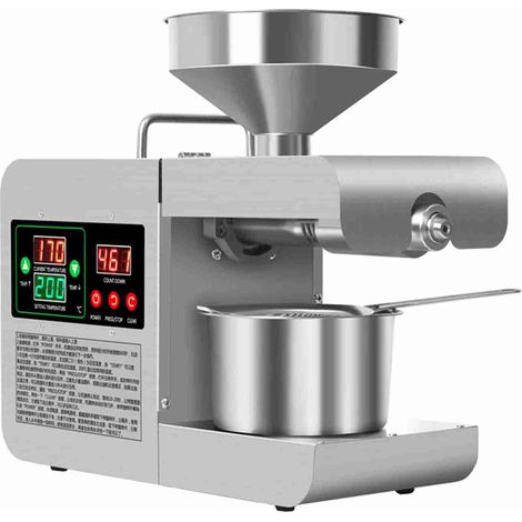 GARRYFIZH Machine presse à huile électrique grand écran numérique couleur cuisine ménage inox intelligent