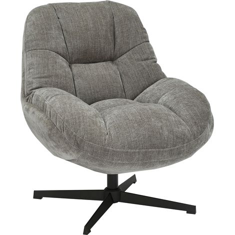 Fauteuil club 85x77x91 cm en tissu gris - OSLO