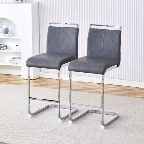 Chaise Scandinave 2 chaises style nordique qualité supérieure gris revêtement PU usage multi-occasions (1/5)
