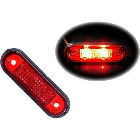 Feu de marquage arrière à LED rouge Tokos – Feu de gabarit pour minibus, plateau, camion, remorque, autobus – 75 mm x 22 mm – 12