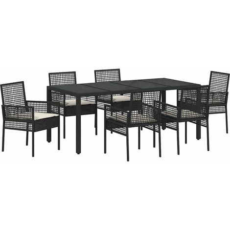 Maison Exclusive - Set da Pranzo per Giardino 7 pcs Nero polyrattan