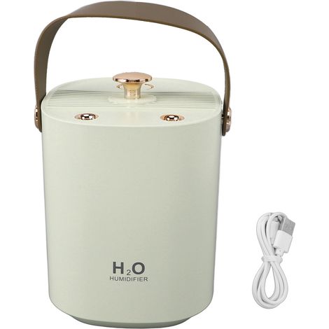 Humidificateur à double pulvérisation de 1,2 L avec veilleuse, alimenté par USB, grande capacité, diffuseur d'air de table pour chambre, bureau ou espace de travail, vert (1/5)