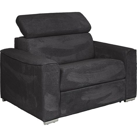 Poltrona letto express Posto letto 70 cm Materasso 14 cm in Velluto a coste Grigio - VIZIR