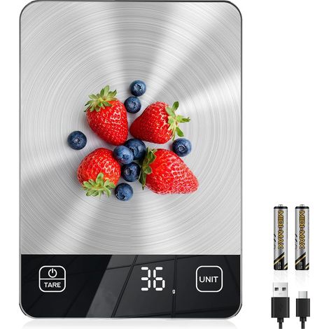 Balances de Cuisine Rechargeable 1g/15kg, Large Plateau de Pesage (1/5)