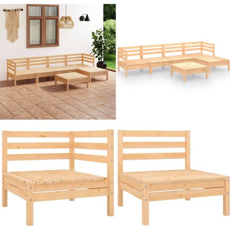 6-tlg. Garten-Lounge-Set Massivholz Kiefer - Outdoor Lounge Set - Gartenmöbel - Rattan Möbel - Kiefernholzmöbel - Garten Sofa - Home & Living (1/5)