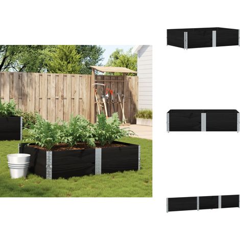 The Living Store Jardinière noir 150x100 cm bois massif de pin - Jardinière empilable (1/5)