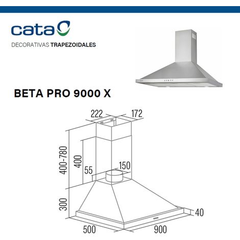 Cata BETA PRO 9000 X - Campana Chimenea Ancho 90 Cm Inox (1/3)