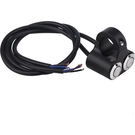 Interrupteur en alliage d'aluminium pour guidon de vélo électrique et moto, compatible avec tubes de 22 mm, bouton autobloquant deux en un, témoin lumineux bleu, 1 pièce (1/5)